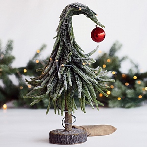 Battery Operated LED Christmas Tree with Red Bauble Top (36cm)