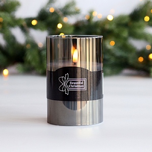 Smoked Glass LED Candle (10x10x15cm)