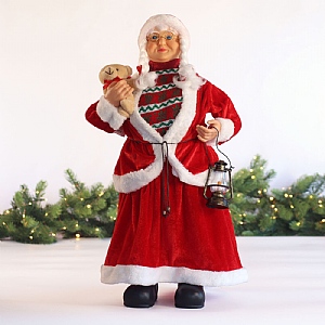 Red Standing Mrs Claus with Bear (60cm)