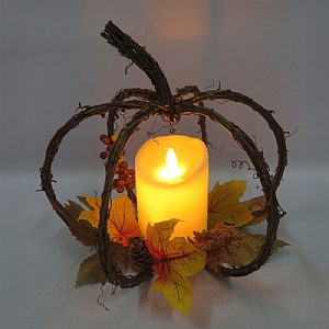 Snowlodge Rattan LED Candle Pumpkin (25cm)