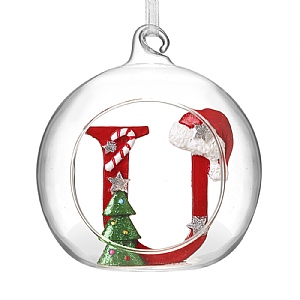 Glass Bauble - U (8cm)