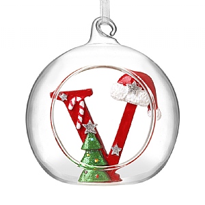 Glass Bauble - V (8cm)