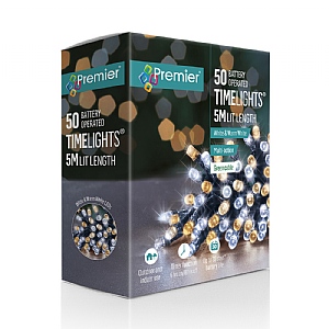 Premier 50 White & Warm White LED Battery Operated Timer Lights