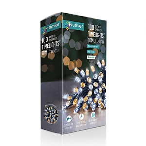 Premier 100 White & Warm White LED Battery Operated Timer Lights