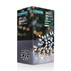 Premier 200 White & Warm White LED Battery Operated Timer Lights