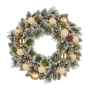 Pre-lit Decorated Gold Kaprun Wreath