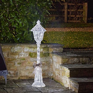Three Kings Silver GlitterTwist Lamp Post - Low Voltage (120cm)