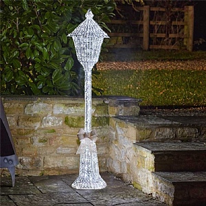 Three Kings Silver GlitterTwist Lamp Post - Low Voltage (150cm)