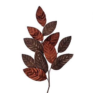 Velvet Magnolia Leaf Spray - Brown (15cm)