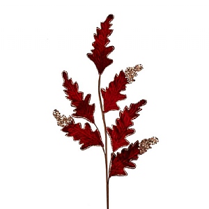 Glitter Velvet Acanthus Spray - Burgundy (81cm)