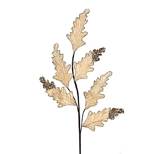 Glitter Velvet Acanthus Spray - Ivory (81cm)