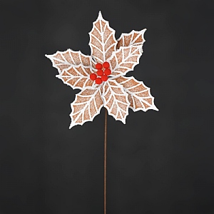Frosted Gingerbread Poinsettia Stem (56cm)