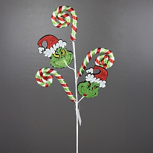 Glittter Grinch & Candy Cane Spray - Green (71cm)
