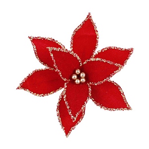 Velvet Poinsettia Stem - Red (51cm)