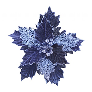 Velvet Poinsettia Stem - Navy (51cm)