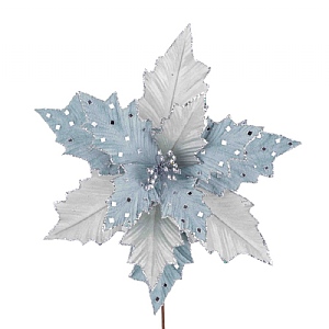 Velvet Jewel Poinsettia Stem - Blue (51cm)