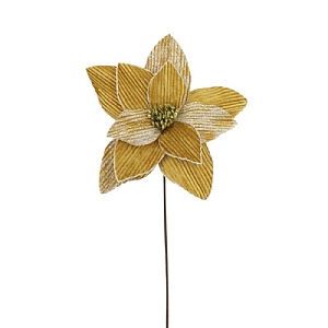 Velvet Poinsettia Stem - Mustard (51cm)