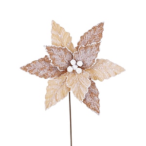 Velvet Poinsettia Stem - Natural (51cm)