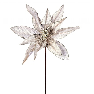 Metallic Bead Poinsettia Stem - Champagne (56cm)