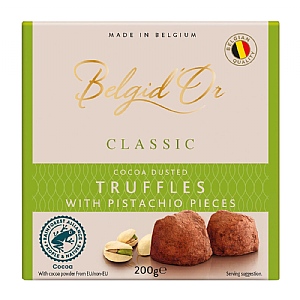 Belgid'Or Belgian Cocoa Dusted Truffles with Pistachio Pieces (200g)