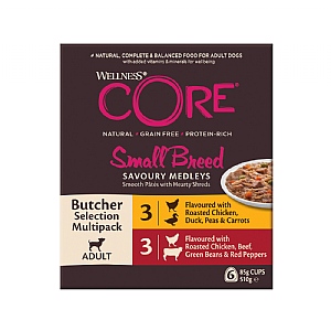 Wellness CORE® Small Breed Adult Wet Dog Food Savoury Medleys Butcher Multipack (6 x 85g)