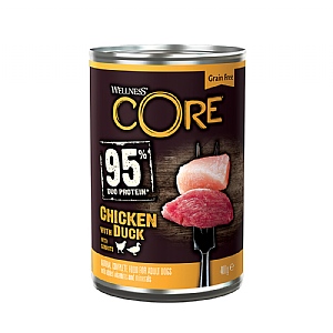 Wellness CORE® Wet Dog Food 95% Duo Protein Chicken with Duck & Carrots (400g)