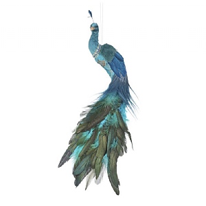Feather and Velvet Peacock Table Ornament (53cm)