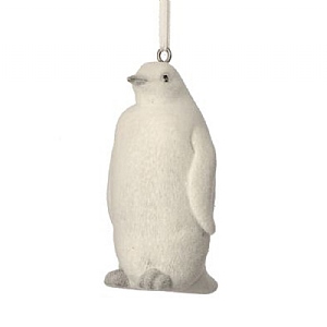 Flocked Penguin Hanging Decoration (9cm)