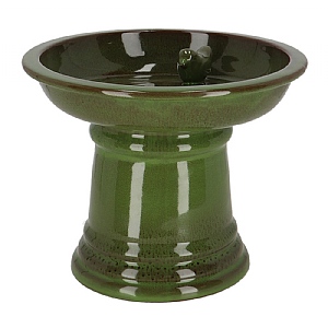 Fallen Fruits Ceramic Bird Bath Pedestal (Small) - Green