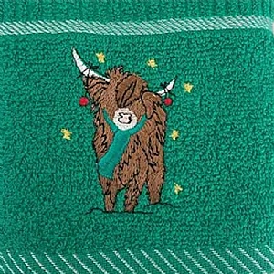Christmas Tea Towel Angus - Green