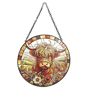 Stained Glass Hanging Suncatcher - Highland Cow