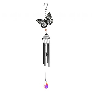 Silhouette Butterfly Wind Chime - Black