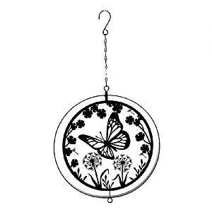 Black Metal Butterfly Hanging Silhouette Orbit Spinner