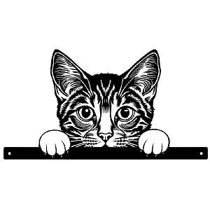 Metal Peeking Cat Silhouette - Tabby