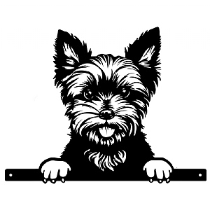 Metal Peeking Dog Silhouette - Yorkie
