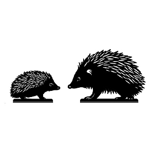 Metal Peeking Wildlife Silhouette - Hedgehogs