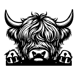 Metal Peeking Farmyard Silhouette - Highland Cow