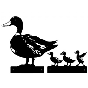 Metal Peeking Farmyard Silhouette - Ducks