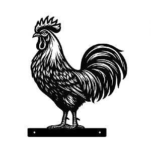 Metal Peeking Farmyard Silhouette - Rooster