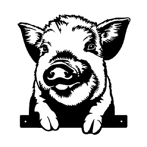 Metal Peeking Farmyard Silhouette - Pig