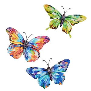 Small Metal Butterfly Wall Art - Fantasy (Set of 3)
