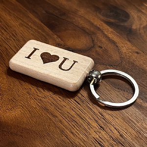 Wooden Keyring I Love you