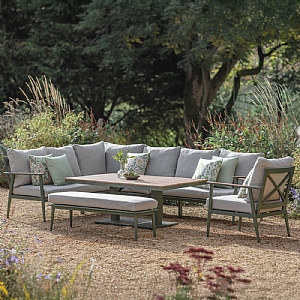 Bramblecrest Wisley L-Shape Corner Sofa Dining Set with Adjustable Table