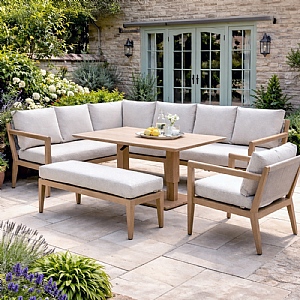 Bramblecrest Maine L-Shape Corner Sofa Casual Dining Set with Adjustable Table