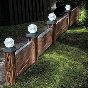 Smart Solar Crackle Ball Solar Post Light (3 Lumens) - Pack of 4