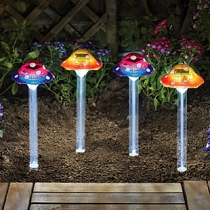 Smart Solar Funky Fungus Solar Stake Lights (Set of 4)