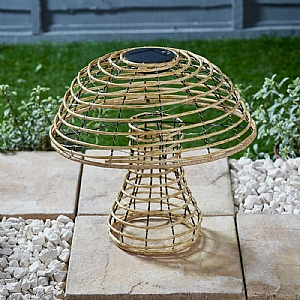 Smart Solar GlowCap Rattan Mushroom (Large)