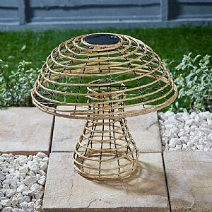 Smart Solar GlowCap Rattan Mushroom (XL)