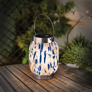 Smart Solar GlassArt Blue and White Solar Lantern