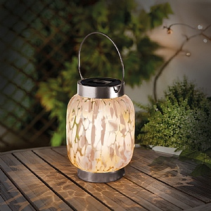 Smart Solar GlassArt Pink and White Solar Lantern
